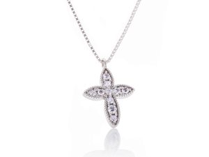Diamind white gold necklace with a cross