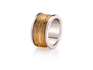 Ring-White gold coil with yellow gold wire
