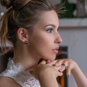 Minđuše- Kalem od roze zlata sa crnim rodijumom - Slika 2