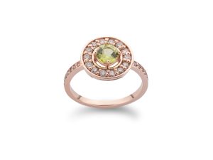 Prsten sa 0,51ct peridotom i braon dijamantima - Slika 3