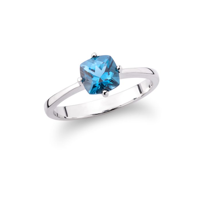 Prsten sa "Cushion Cut" London blue topazom