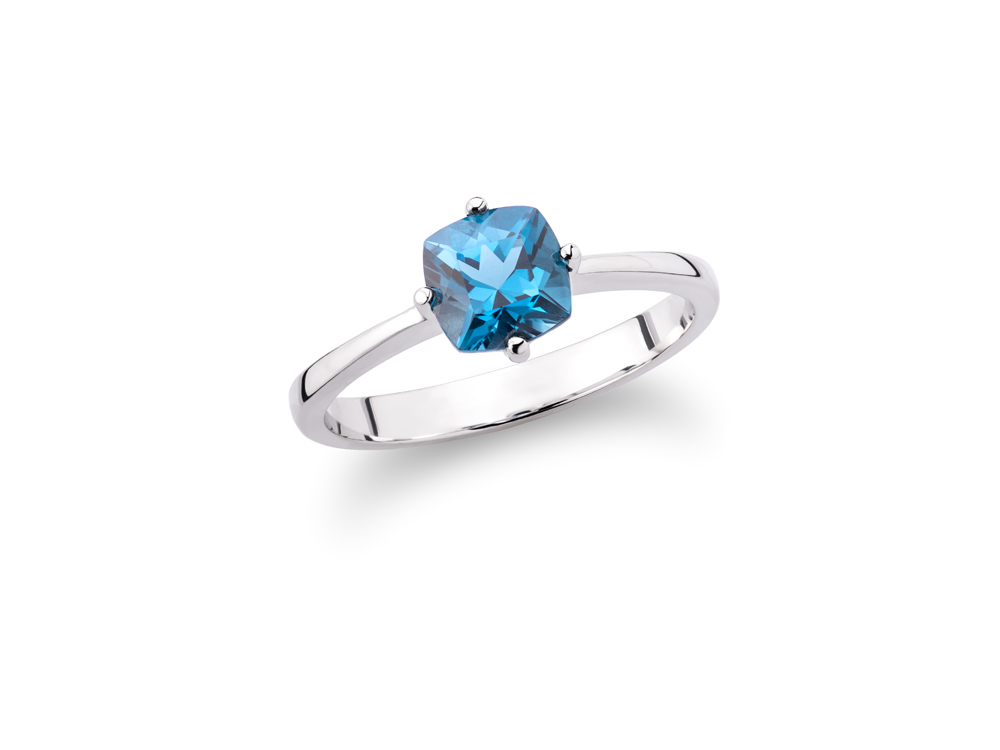 Prsten sa "Cushion Cut" London blue topazom
