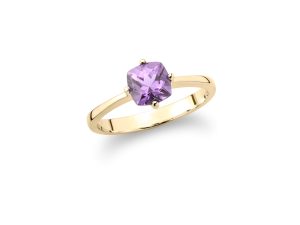Zlatni prsten sa "cushion cut" ametistom - Slika 2