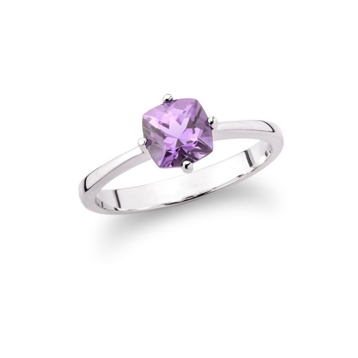 Zlatni prsten sa "cushion cut" ametistom