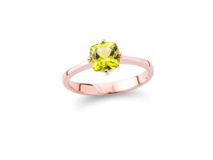 Zlatni prsten sa "cushion cut" peridotom - Slika 2