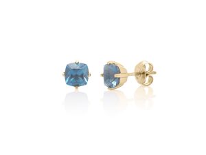 Zlatne minđuše sa "cushion cut" London blue topazom - Slika 3