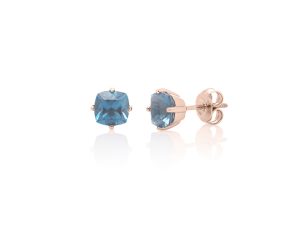 Zlatne minđuše sa "cushion cut" London blue topazom - Slika 2