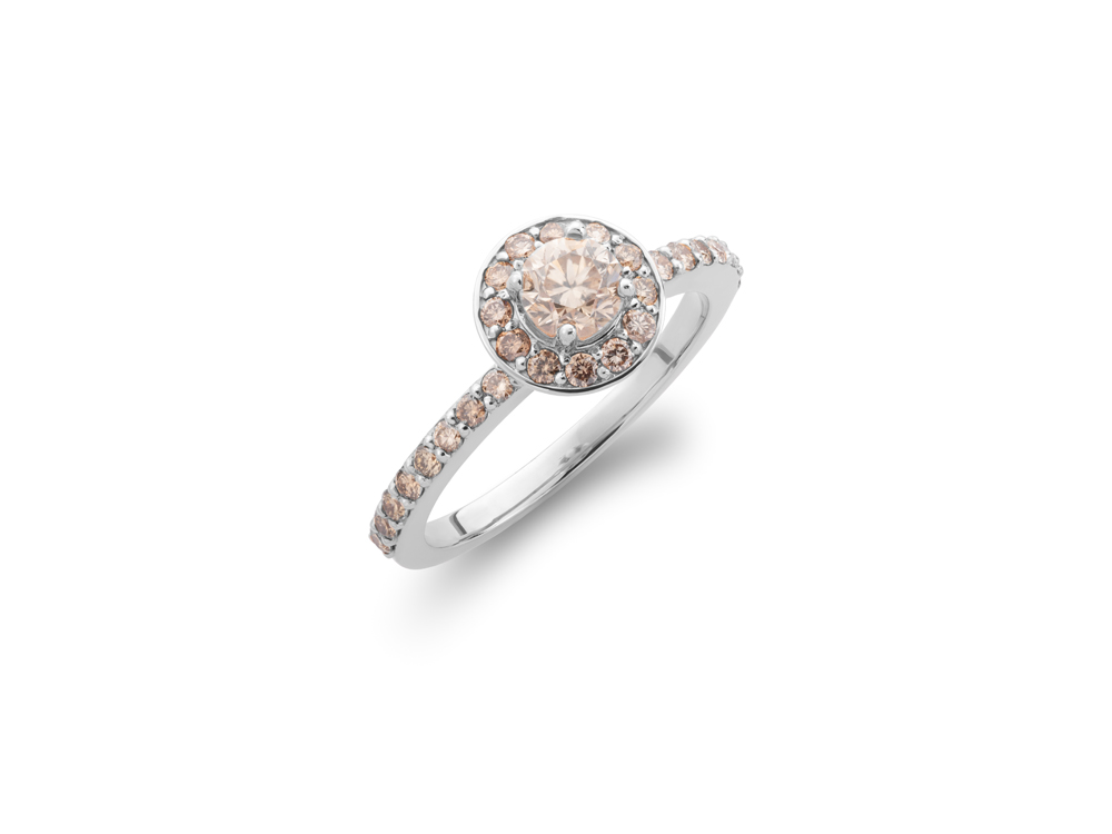 Zlatni prsten sa braon dijamantima - Slika 3
