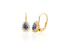 Minđuše sa 1,89ct pear shape plavim safirom i dijamantima - Slika 2
