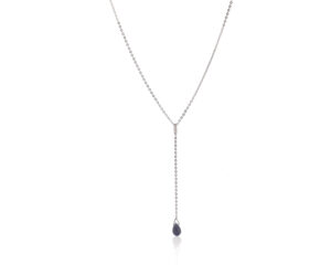 Viseća ogrlica sa plavim safirom, birthstone za septembar - Slika 3