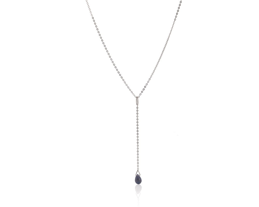 Viseća ogrlica sa plavim safirom, birthstone za septembar - Slika 3
