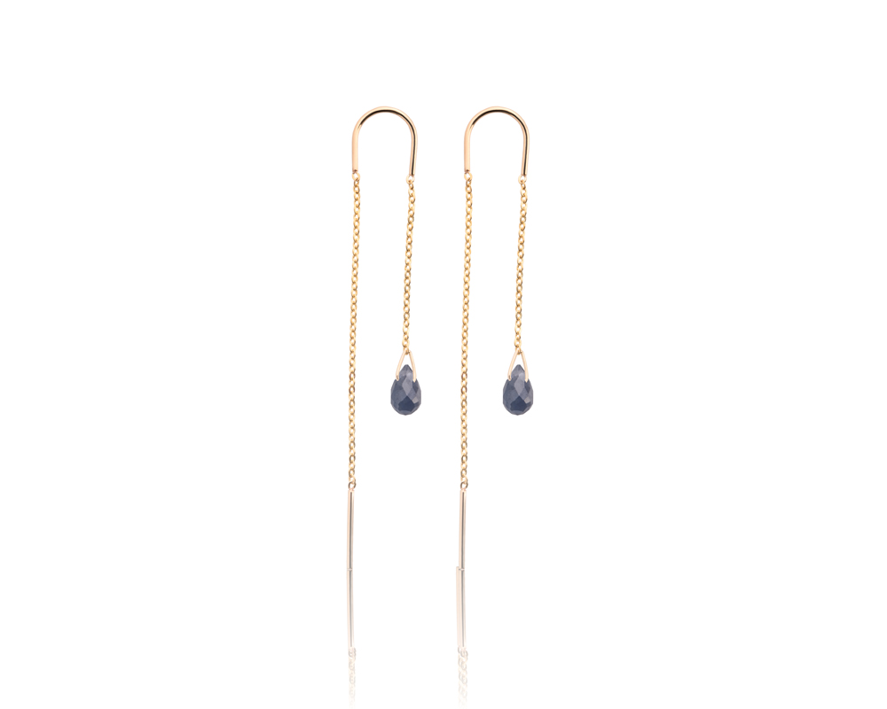 Viseće minđuše sa plavim safirom, birthstone za septembar - Slika 3
