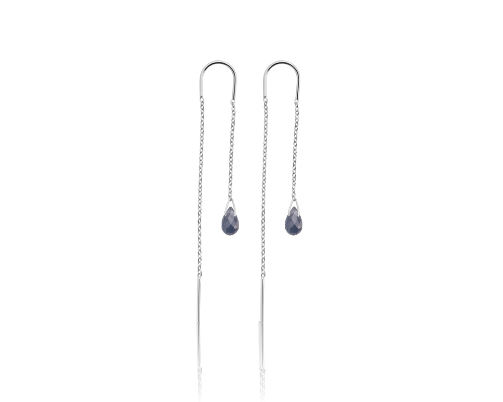 Viseće minđuše sa plavim safirom, birthstone za septembar - Slika 2