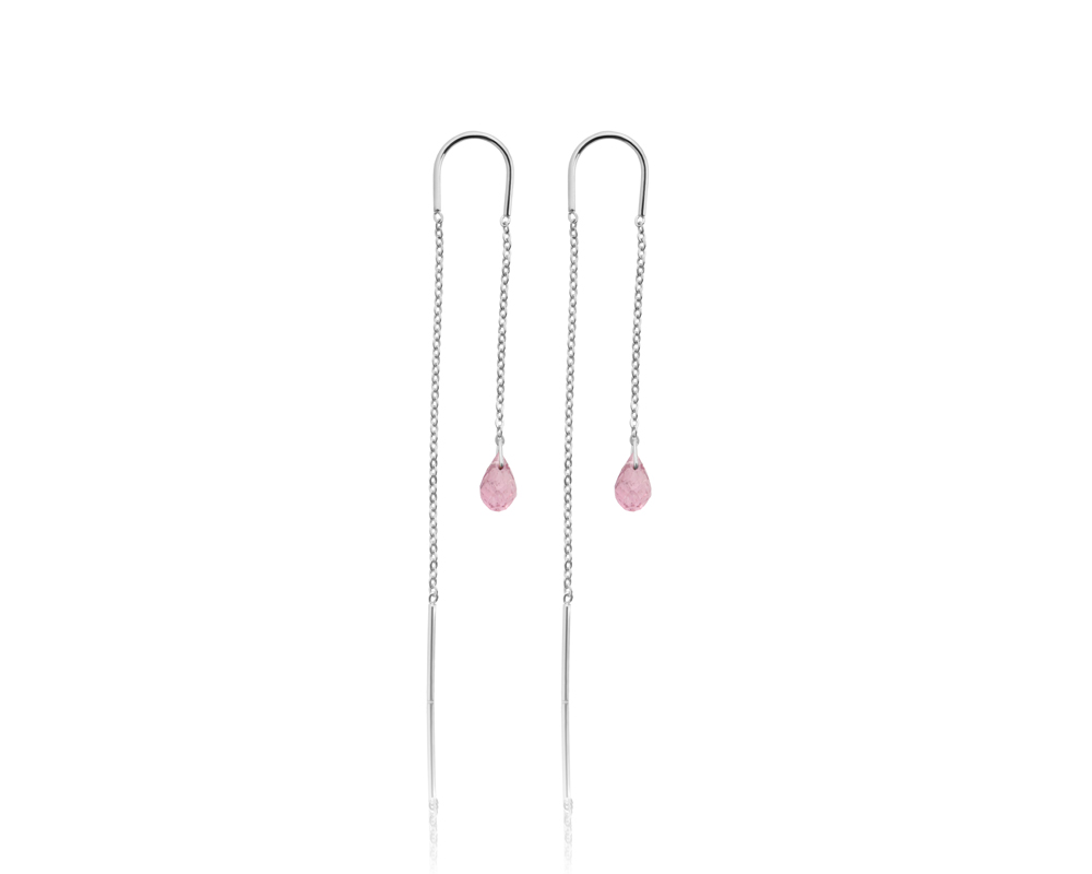 Viseće minđuše sa pink turmalinom, birthstone za oktobar - Slika 3