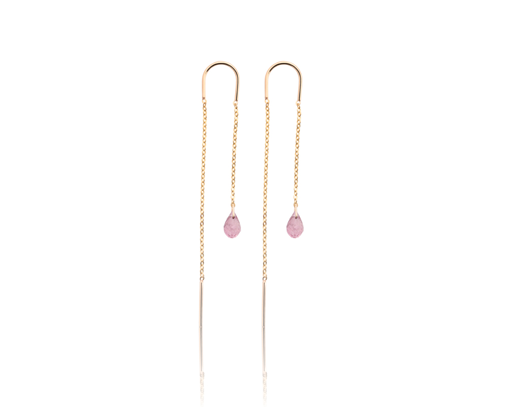 Viseće minđuše sa pink turmalinom, birthstone za oktobar - Slika 2