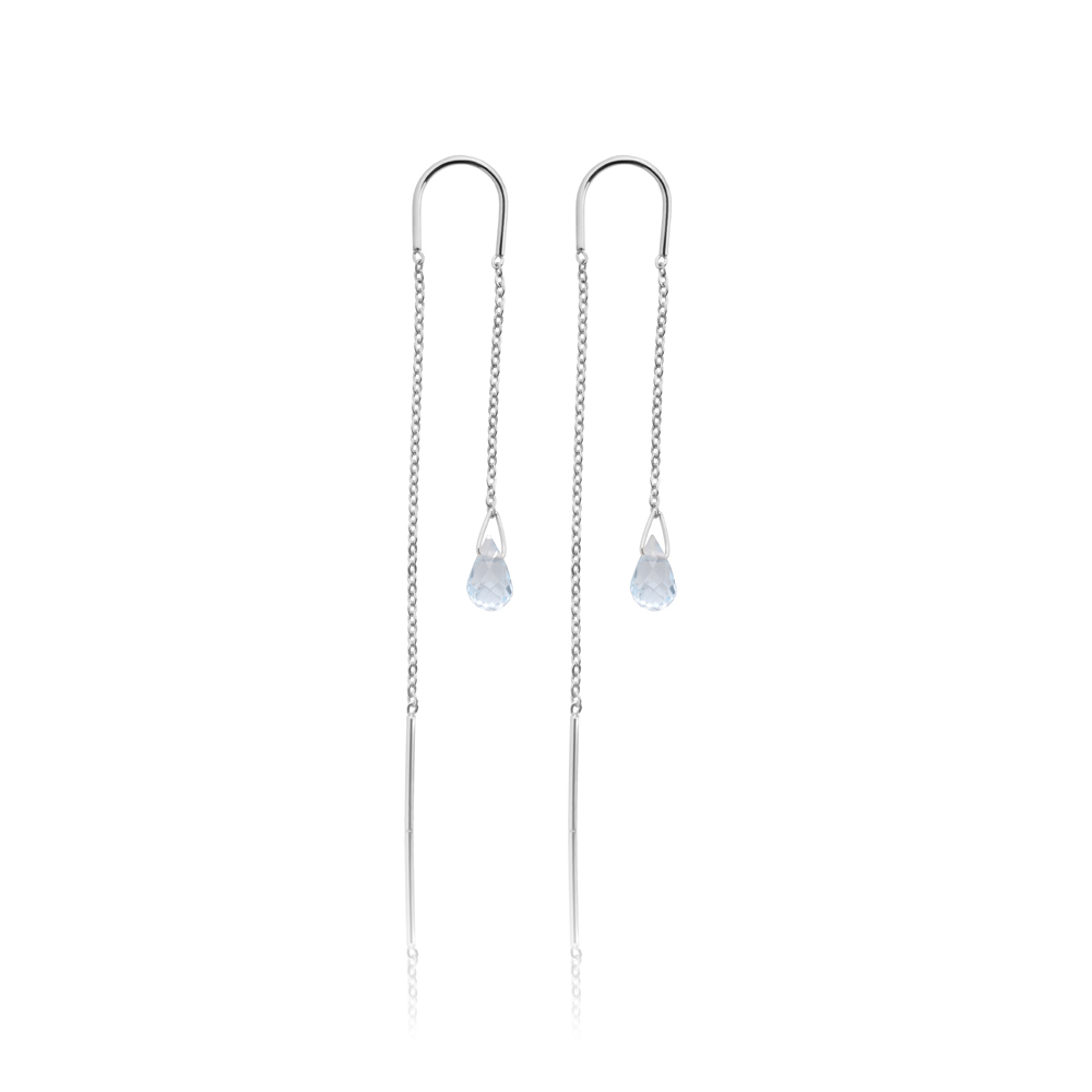 Viseće minđuše sa akvamarinom, birthstone za mart - Slika 4