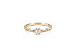 Brilijantski prsten sa centralnim emerald cut dijamantom - Slika 4