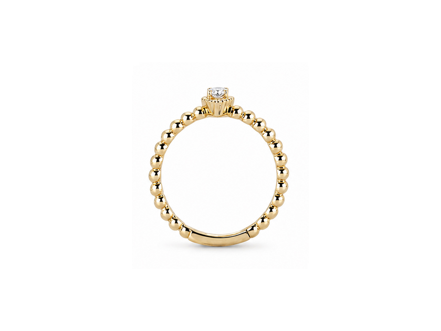 Verenički prsten sa briijantom - Pear golden beads - Slika 8