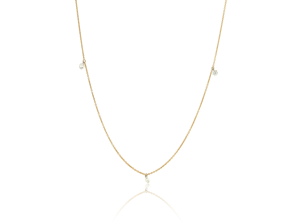 Zlatna ogrlica Triple Floating Diamonds