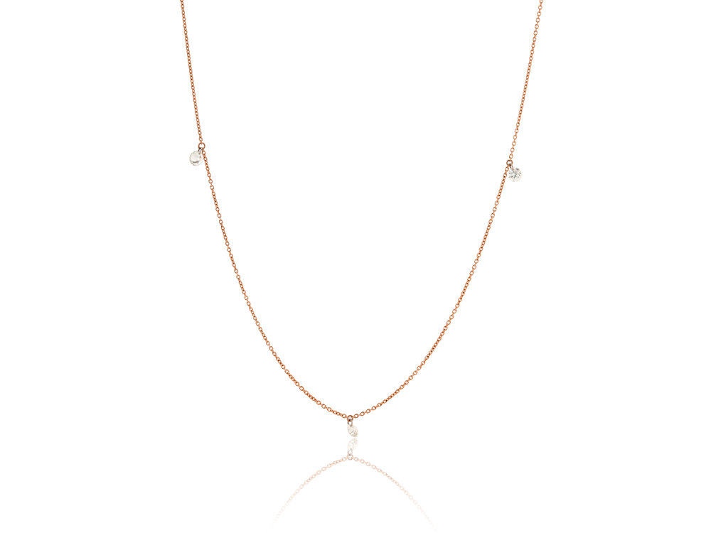 Zlatna ogrlica Triple Floating Diamonds - Slika 2