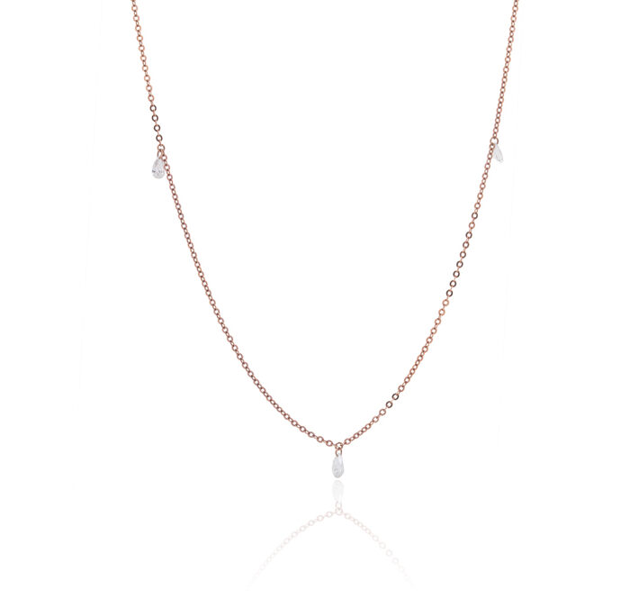 Triple Float Pear dijamantska ogrlica
