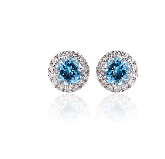 Halo brilijantske minđuše sa 1,41ct akvamarinom